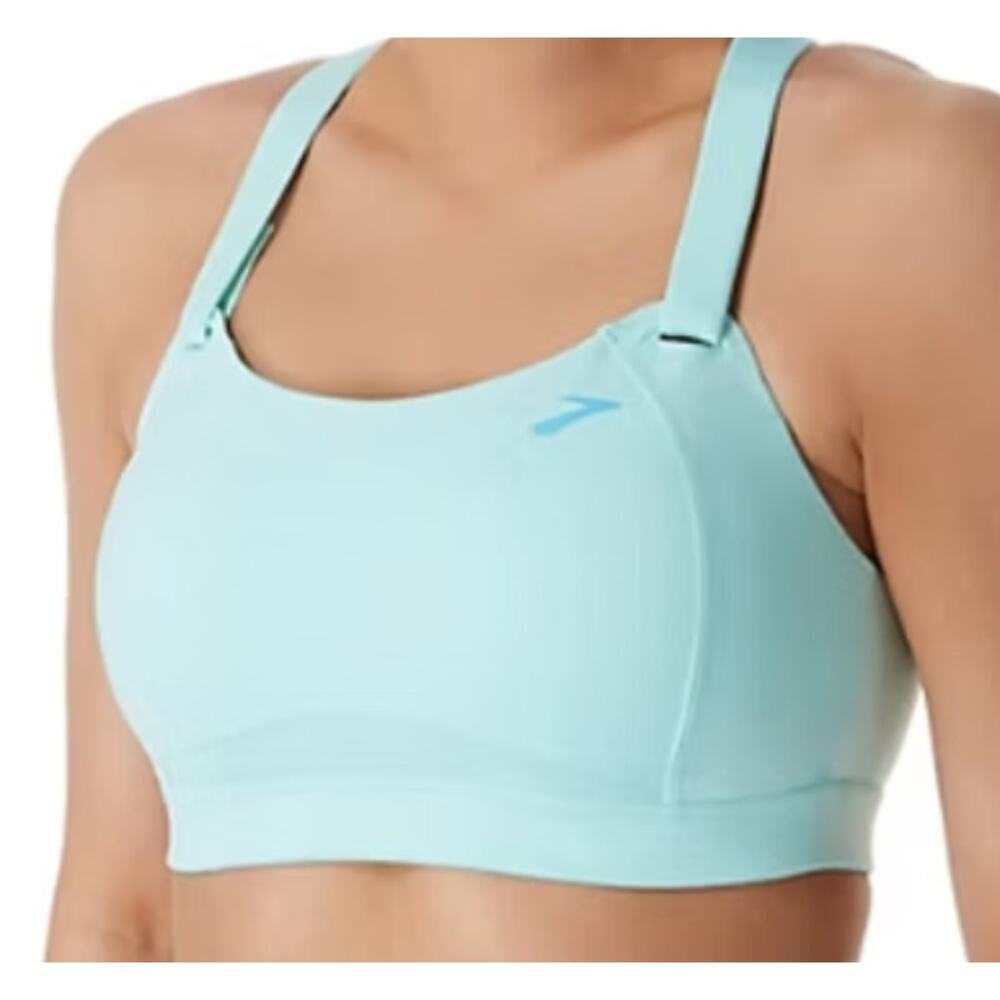 Brooks Juno Racerback High Impact Sports Bra Light Blue Adjustable Women's 38D